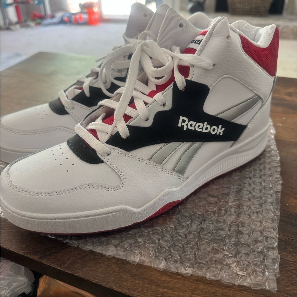 Reebok Kids White Black Red High-Top Sneakers